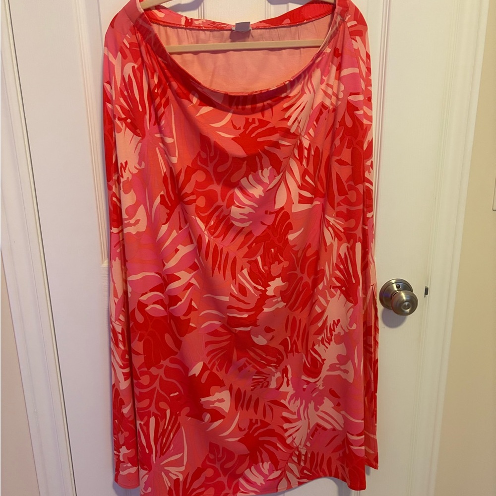 Chico's Red and Pink Patterned Skirt
